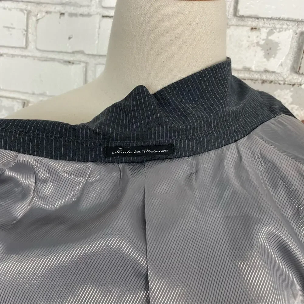Vintage 90s Pierre Carden Men’s Grey Pin Stripe Lined Blazer Size 36